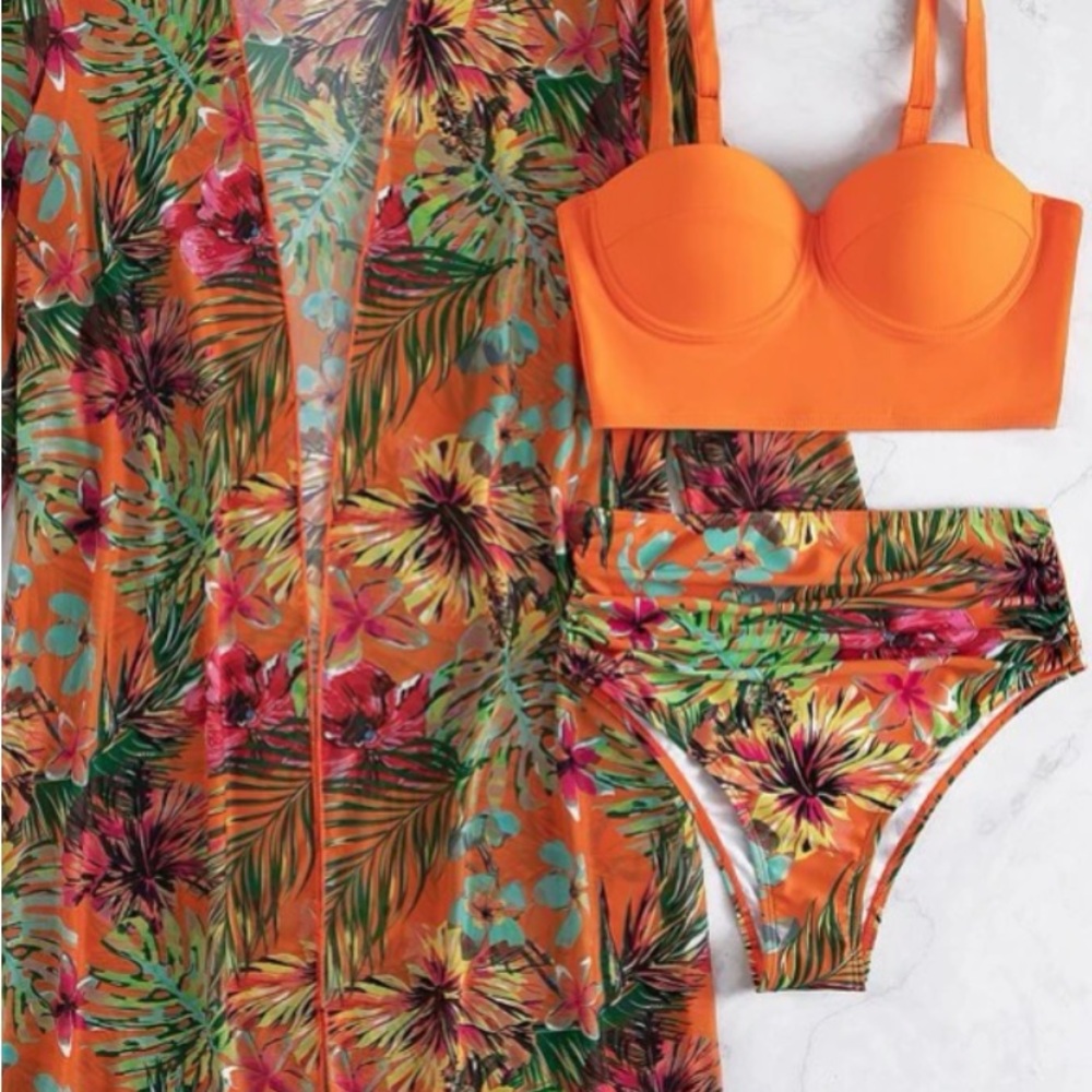 High waisted 3 piece XL bikini set